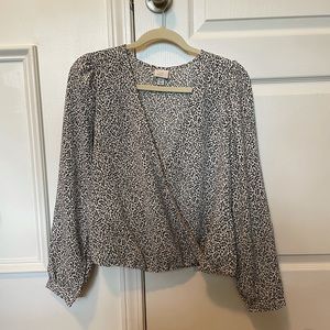 Patterned Wrap Style Blouse